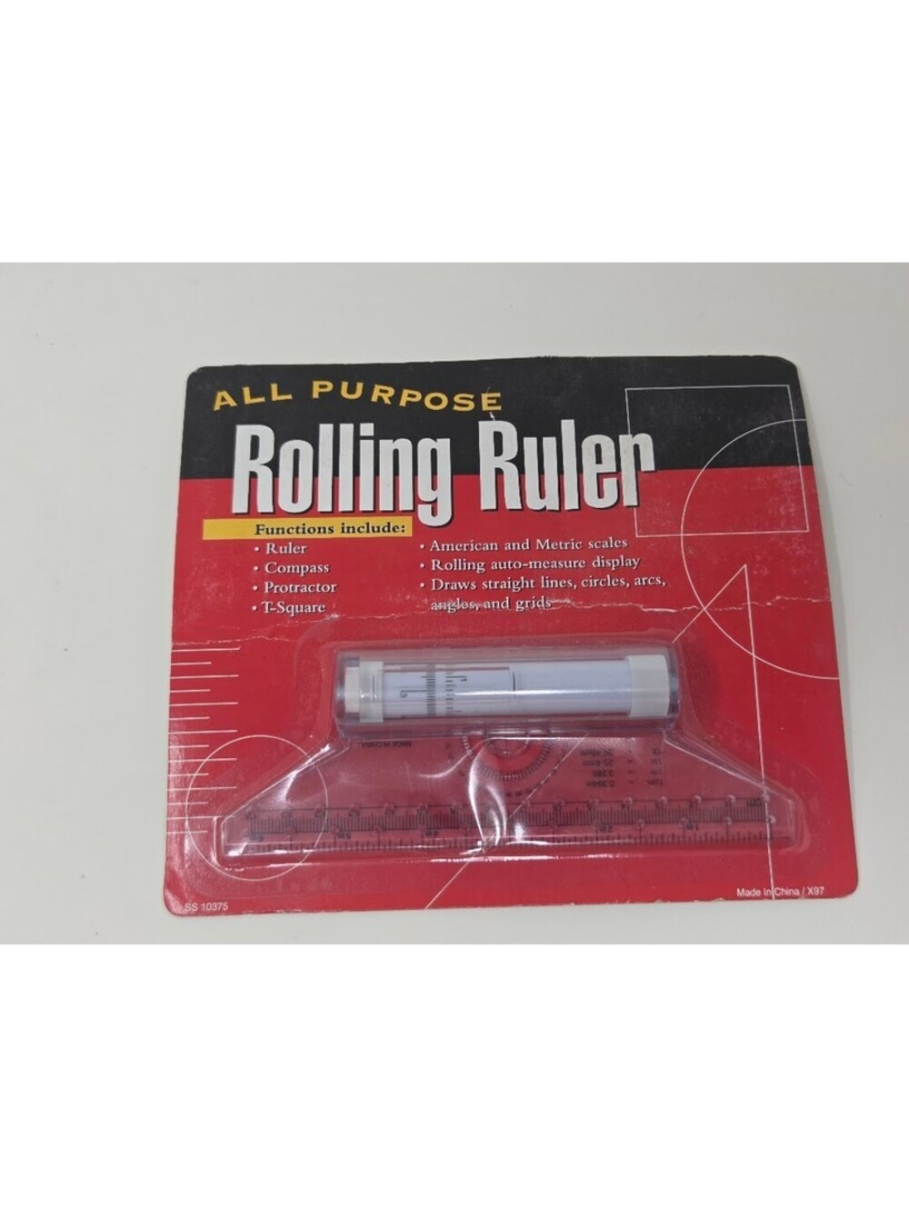 All Purpose Rolling Ruler Sealed New Metric American Scale Compass Protractor